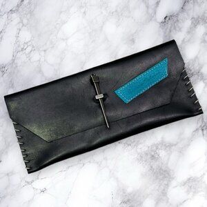 LORIANO TOLIANI Clutch Purse Leather Pouch With Dagger Closure